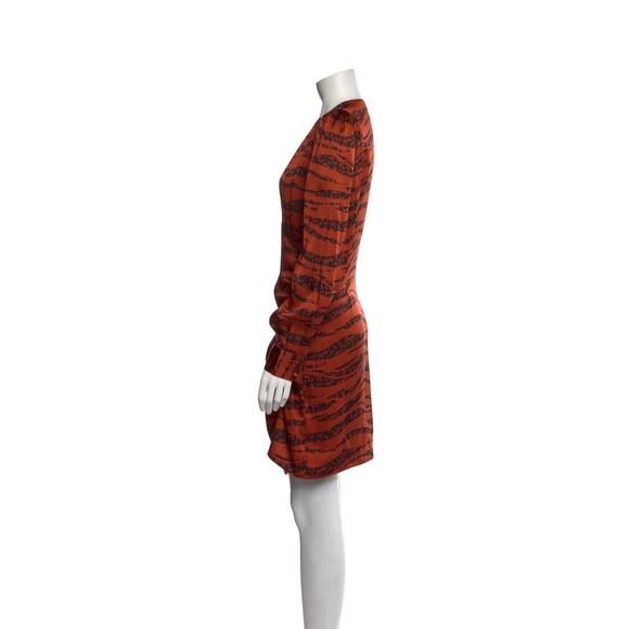 Anine Bing Penelope Wrap Orange and Black Tiger Print Silk Dress Small - Picture 2 of 10